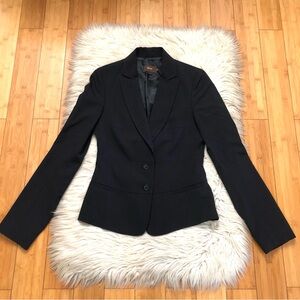 Reiss Pinstripes Tailored Wool Two Button Classic Black Womens Blazer Jacket 10